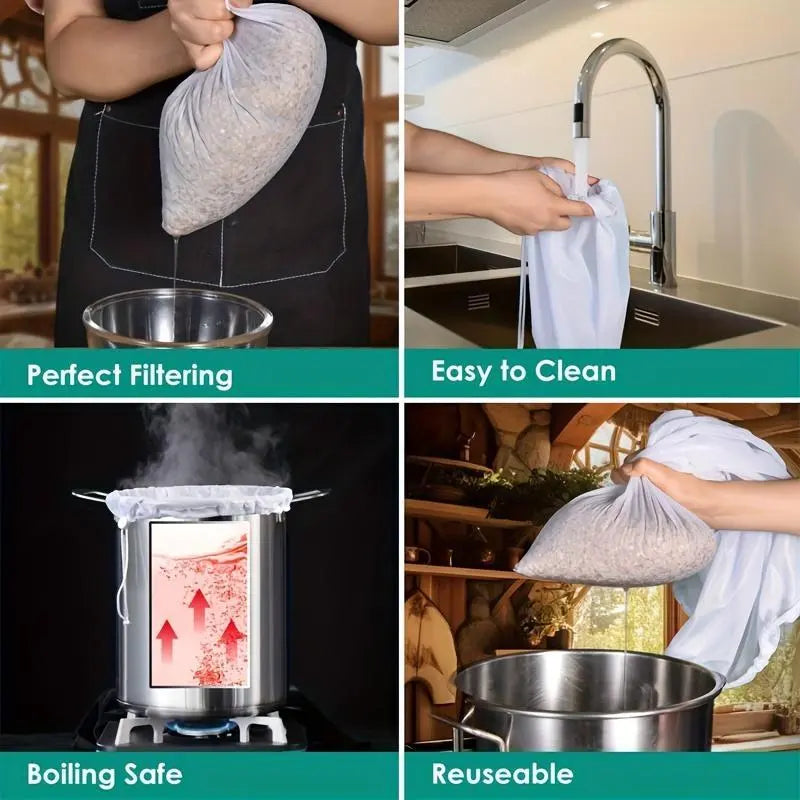 Reusable filter bags, Reusable coffee filters, suitable for cold brew coffee, juicing, smoothies, cheese making, tea - fine mesh produces pure pulp with no residue, and are very suitable for vegetable and fruit juices, and coffee filter