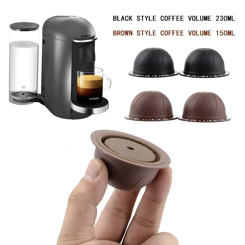 Reusable Coffee Capsule Set, 150ML/ 230ML, Fillable Filter Shell, Coffee Filters, Includes Silicone Lid, Spoon, Brush Accessories, Kitchen Gadgets, Kitchenware