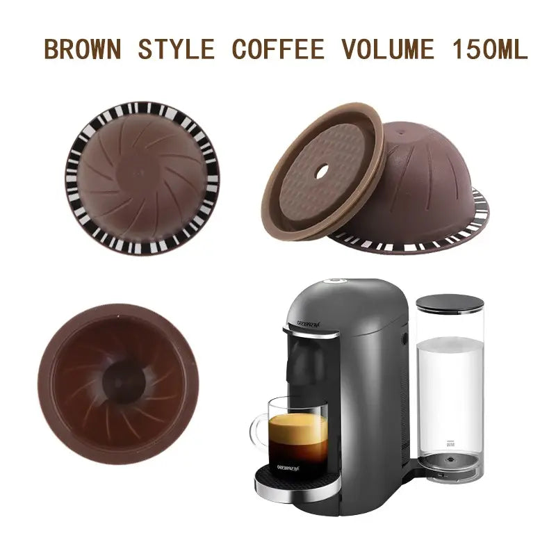 Reusable Coffee Capsule Set, 150ML/ 230ML, Fillable Filter Shell, Coffee Filters, Includes Silicone Lid, Spoon, Brush Accessories, Kitchen Gadgets, Kitchenware