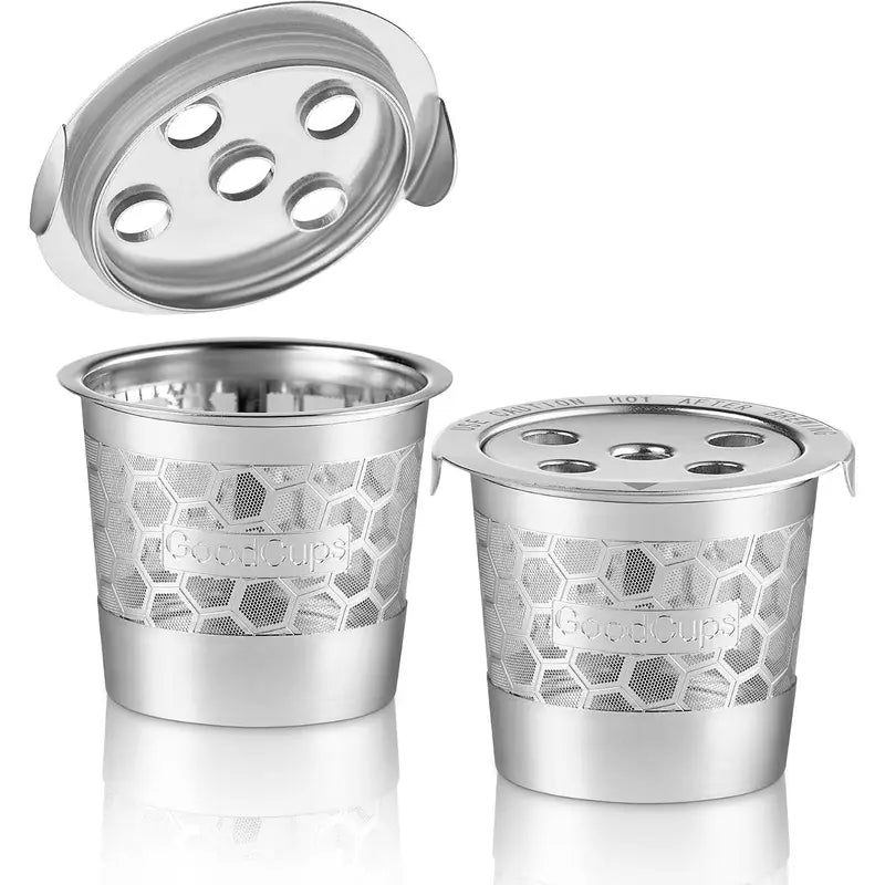 Set of 2 Stainless Steel Reusable Coffee Pods for Keurig Models with MultiStream Tech - Coffee Refill, Cost-Saving, Dishwasher Safe Perforated Mesh Filters (Non-Disposable)