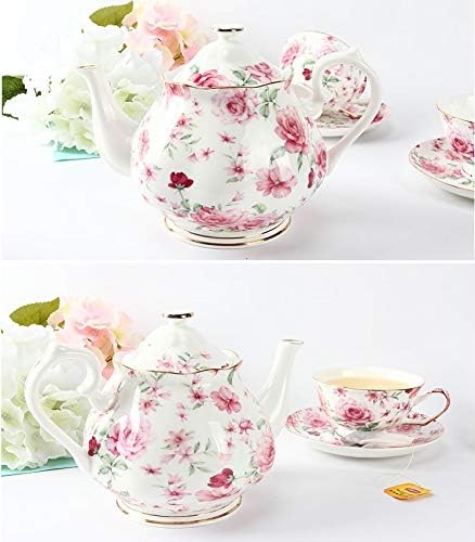 BTaT Floral Teapot, 38 oz Bone China, Perfect for Tea Set & Parties