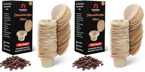 Fanativita 200ct K Cup Coffee Filters with Genius Lid, Unbleached