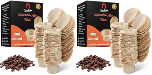 Fanativita 200ct K Cup Coffee Filters with Genius Lid, Unbleached