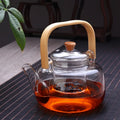 1 PC  High Borosilicate Glass Teapot with Bamboo Handle Detachable Infuser for Boiling and Brewing Flower and Herbal Tea Home Use Tea Kettle