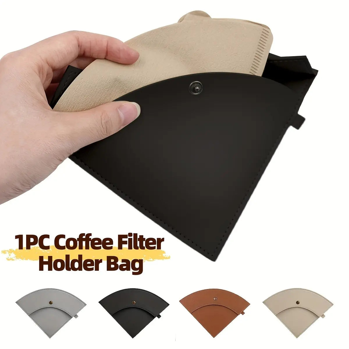 Reusable Coffee Filter Holder Bag, Portable Coffee Paper Filter Storage, Waterproof Leather Hanging Bag for Home Office Camping Travel