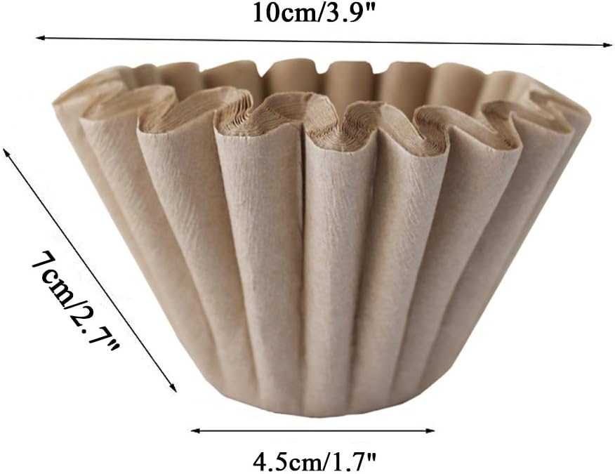 1-4 Cup Basket Coffee Filters,Natural Brown Biodegradable Basket Filters Paper Unbleached for Home Office Use,coffee filter flowers, 50 Count