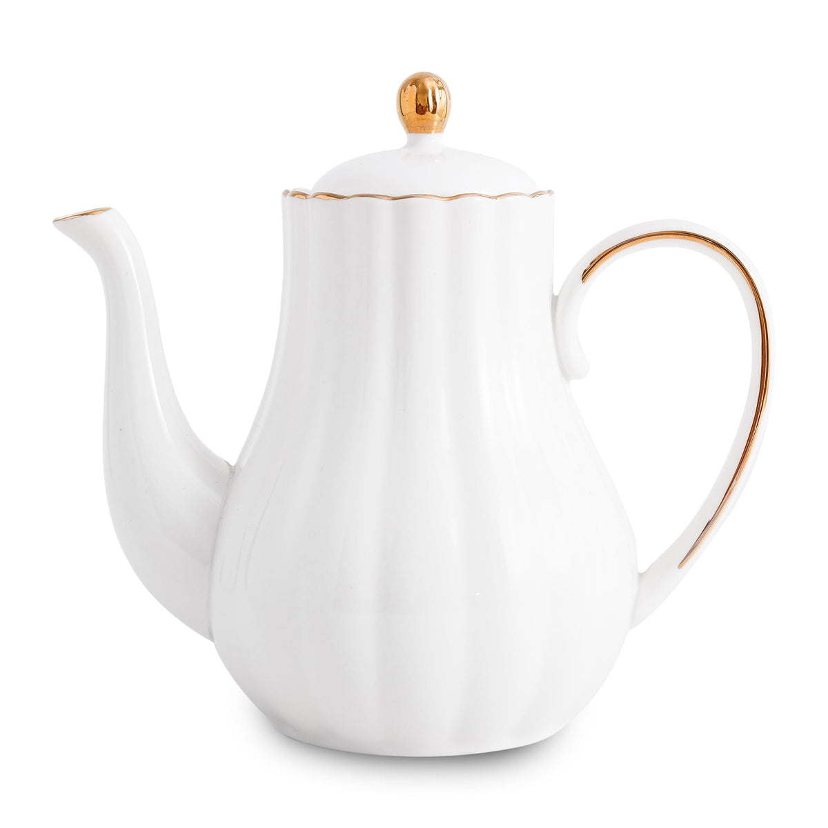 Agyiuns Tea Pot, Porcelain Teapot 37oz,tea pots for tea party,Tea Infuser Pots for Blooming loose Leaf Tea (White with flower)