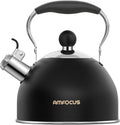 Tea Kettle, 2 Quart Stainless Steel Whistling Tea Kettle, Stovetop Whistling Teakettle Tea Pots for Stove Top with Ergonomic Folding Handle, Small Teapot, Water boiler for Tea, Coffee (Silver)