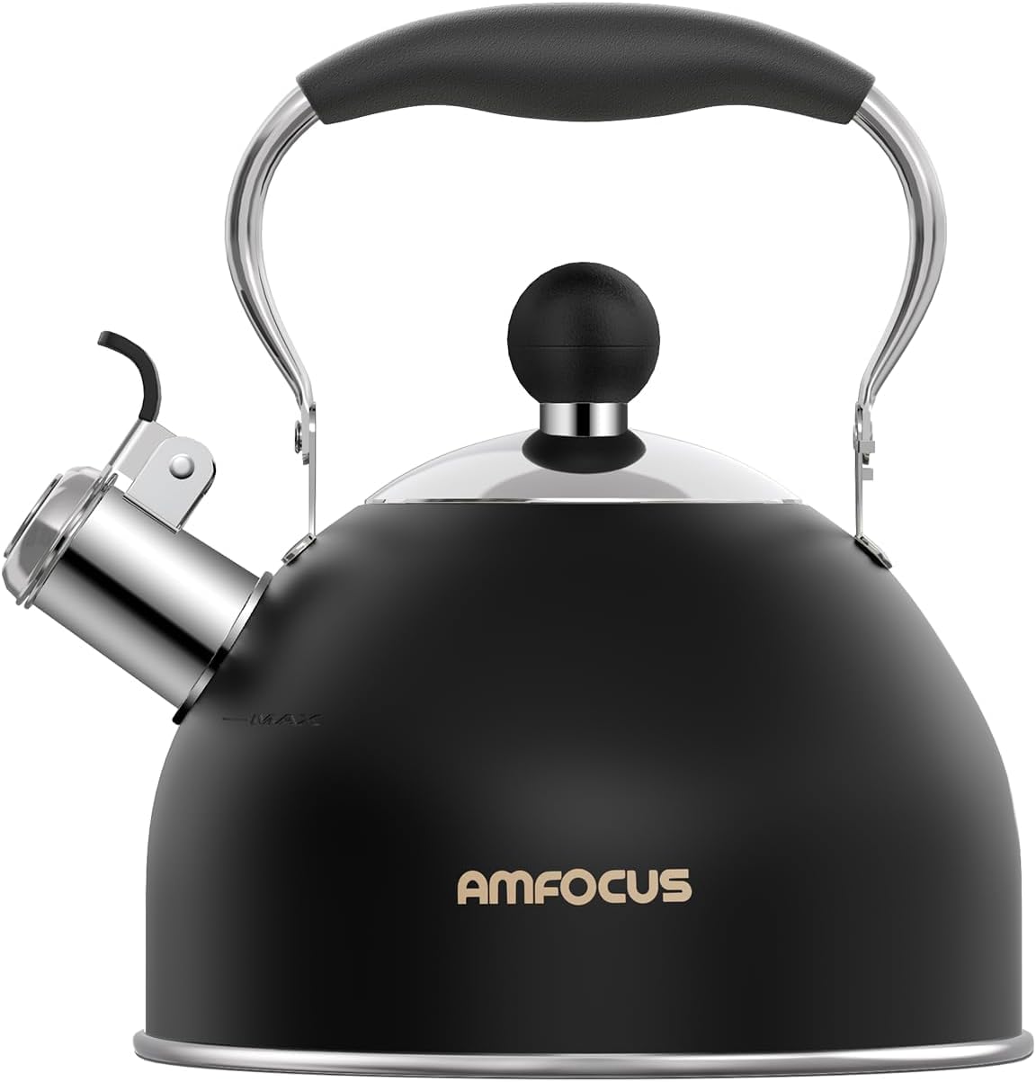 Tea Kettle, 2 Quart Stainless Steel Whistling Tea Kettle, Stovetop Whistling Teakettle Tea Pots for Stove Top with Ergonomic Folding Handle, Small Teapot, Water boiler for Tea, Coffee (Silver)