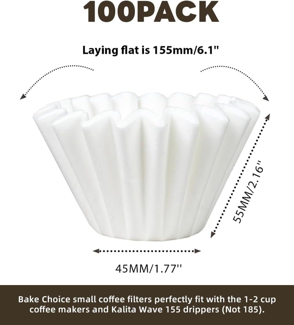 Bake Choice Small Coffee Filters, for Kalita Wave 155, 1-2 Cup, 100 Count