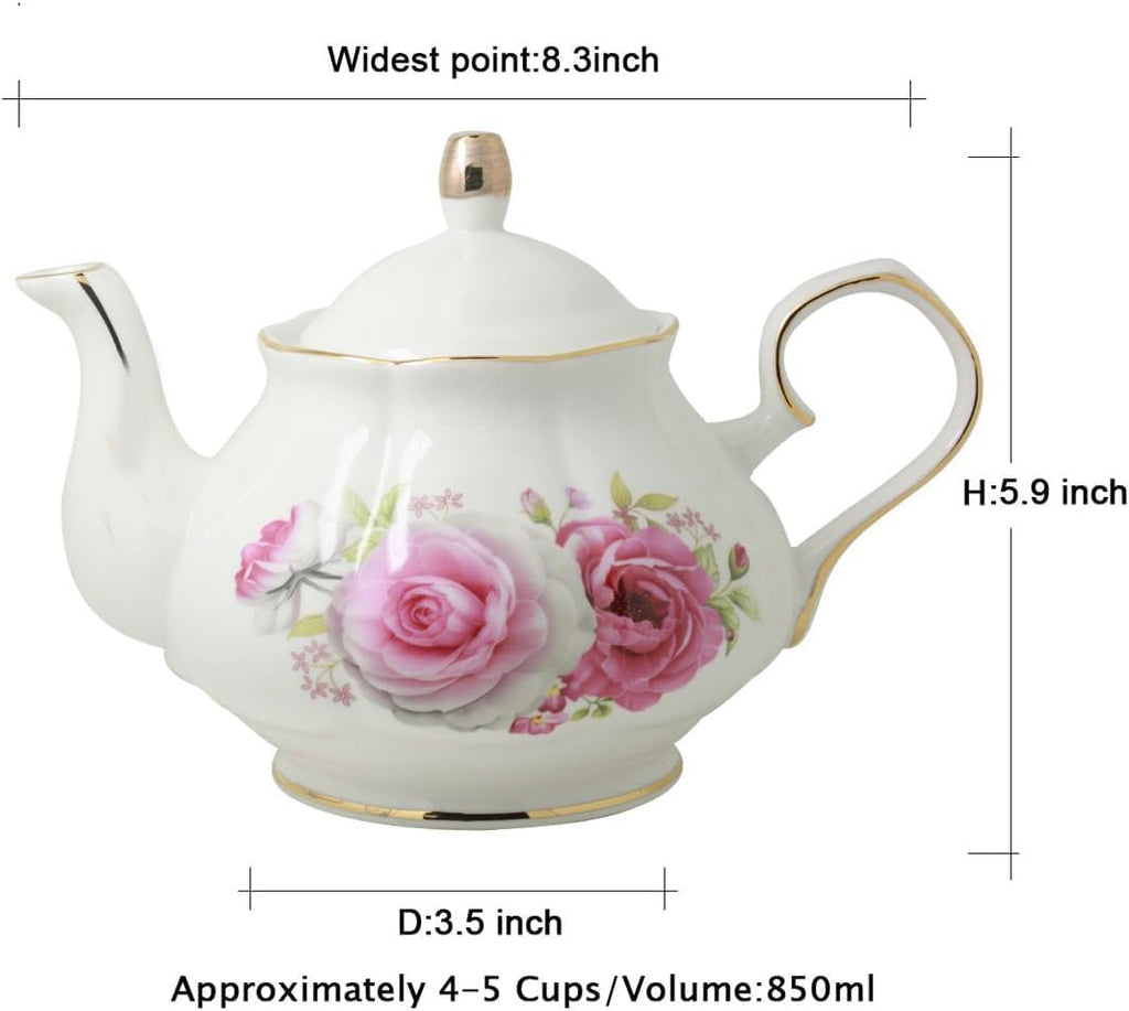 Teapot Handmade Ceramic Flowers (Rose)
