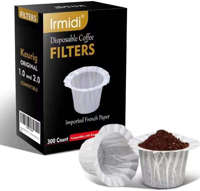 Irmidi 300 Count Disposable Coffee Filters for Keurig 1.0 and 2.0,White