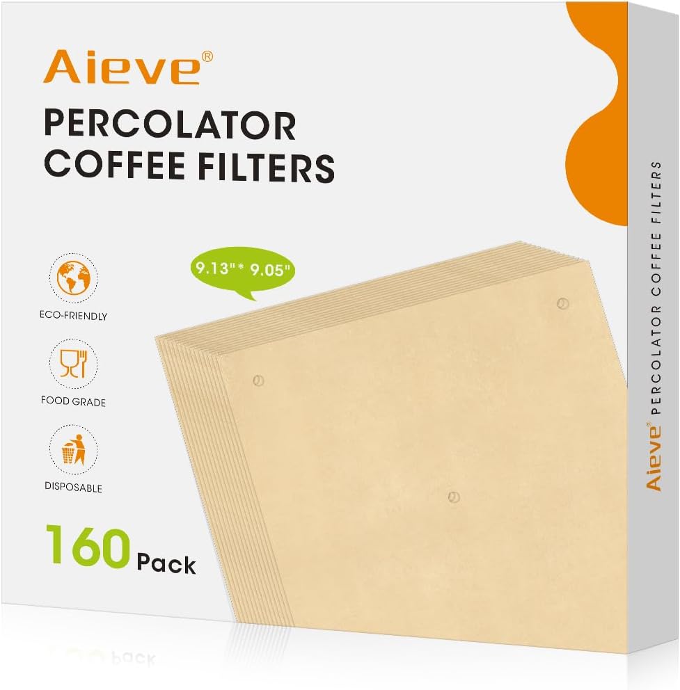 Aieve 160 Count Percolator Coffee Filters, Unbleached Coffee Filter Paper