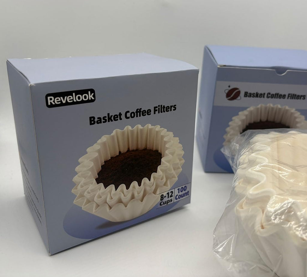 Coffee Filters 8-12 Cup, 7.875 inch x 3.25 inch, 100 Count Basket Coffee Filters, White Disposable 8 to 12 Cup Coffee Filter Paper