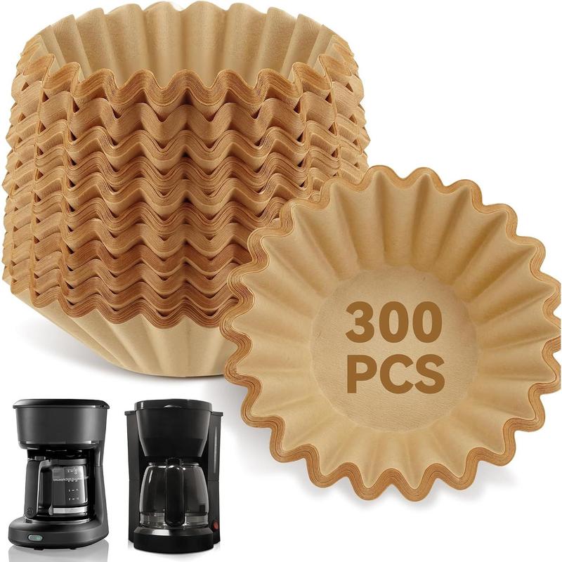 Coffee Filters 8-12 Cup, 300 count Disposable Unbleached Basket Filter Paper Compatible with Mr Coffee Maker Black and Decker