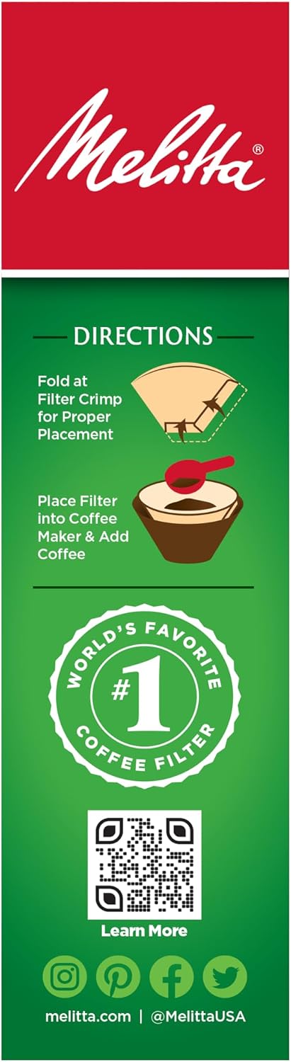 Melitta #4 Unbleached Coffee Filters, Natural Brown Cone Filters, 1-Pack