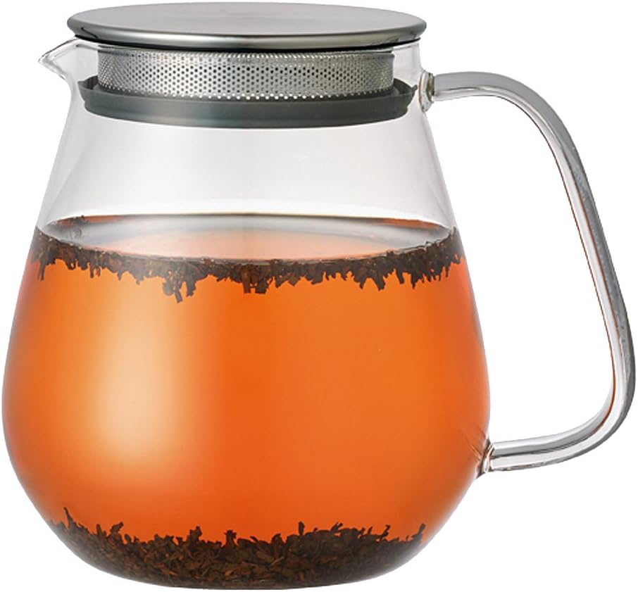 Kinto Stainless Unitea One Touch Teapot 720 Milliliter (24.35 Fl. Oz.) - Heat-resistant Glass Teapot with Stainless Steel Strainer in Lid (Japan Import)