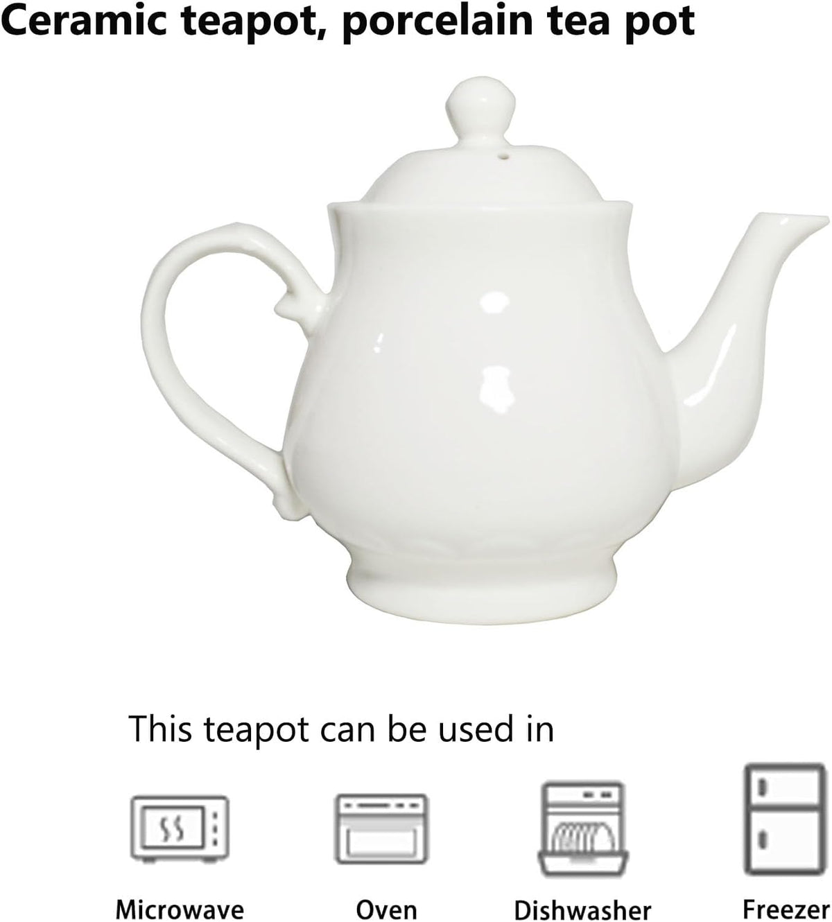 White Porcelain Teapot 400ml,Small Ceramic Tea Pot (14oz)