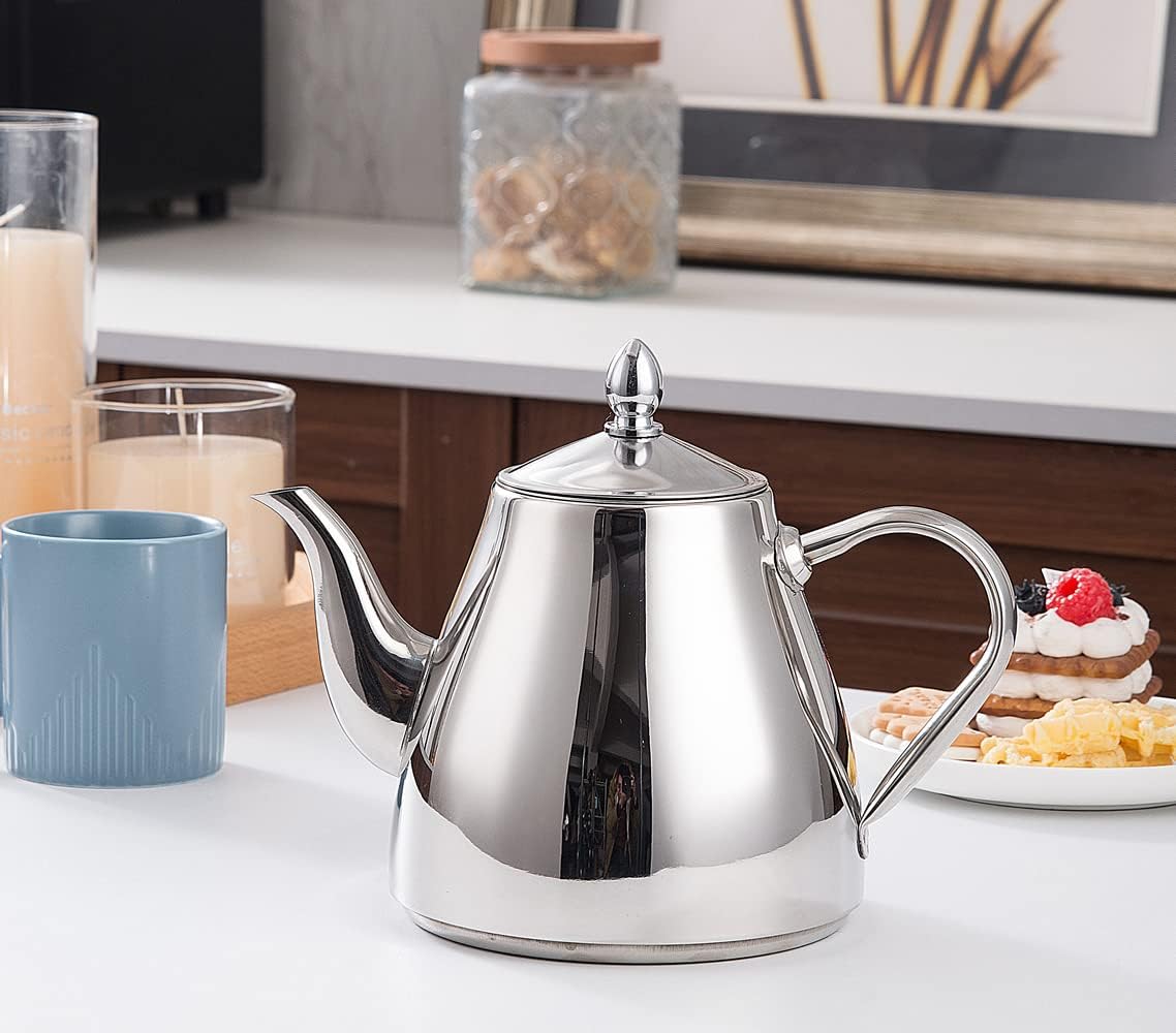 SANQIAHOME 2000ml Teapot with Infuser, Comfortable Handle, Mirror Polished