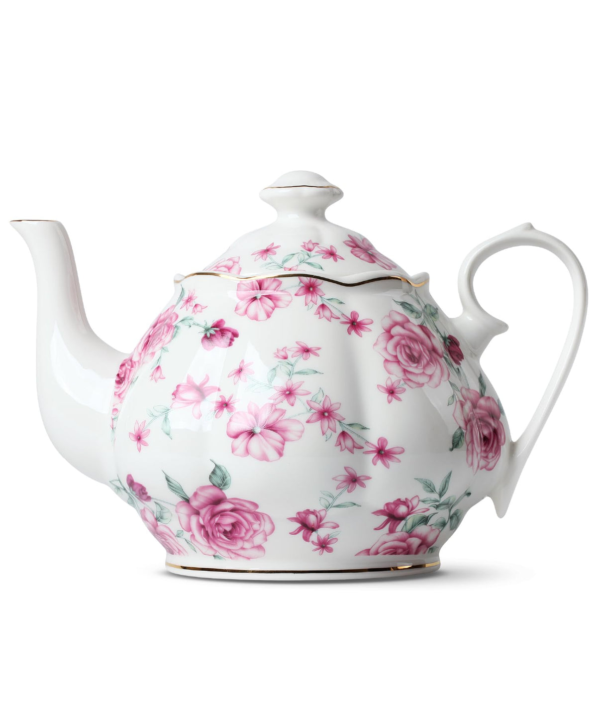 BTaT Floral Teapot, 38 oz Bone China, Perfect for Tea Set & Parties