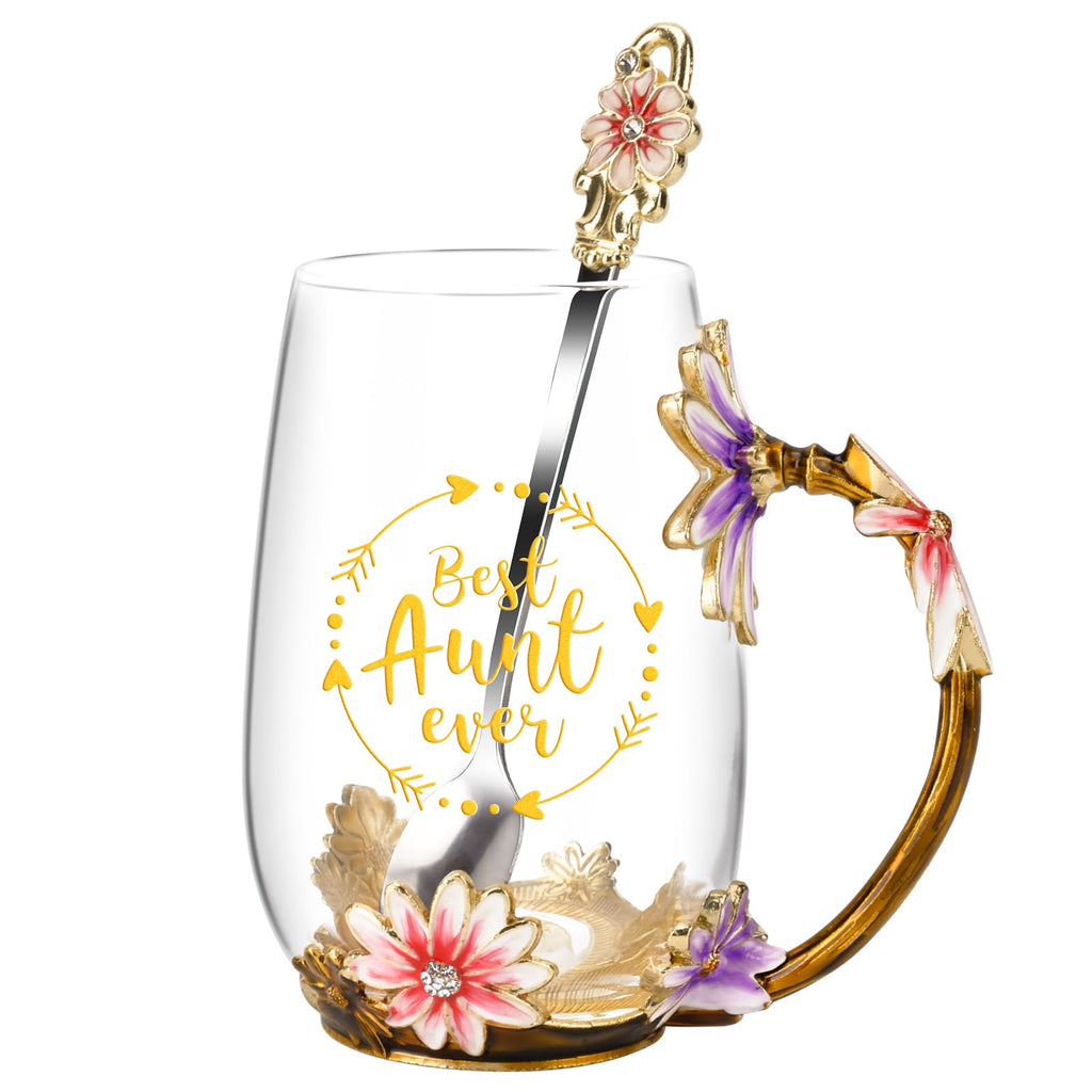 OEAGO Enamel Glass Flower Tea Pot 30.4OZ Birthday Gifts for Women Mom