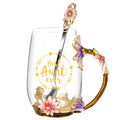 OEAGO Enamel Glass Flower Tea Pot 30.4OZ Birthday Gifts for Women Mom