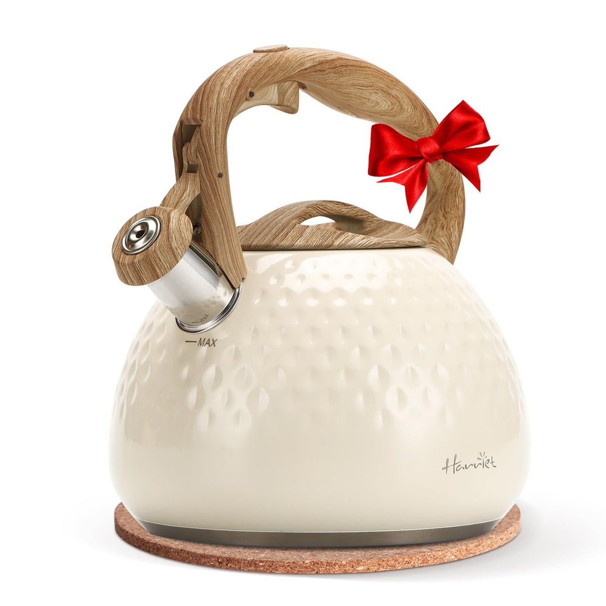 Harriet Whistling Tea Kettle, 2.5QT Food-Grade Steel Teapot, Yellow