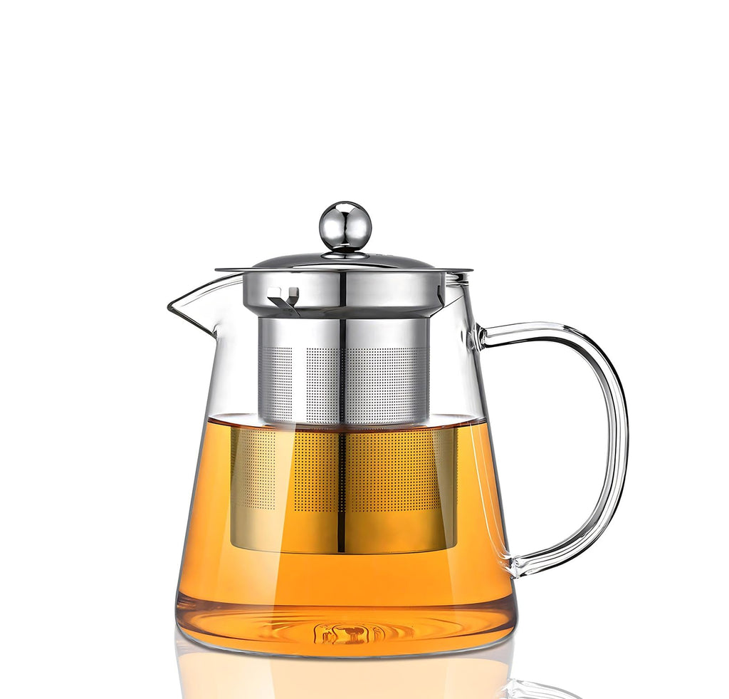 Glass Teapot, Tea Pot with Removable Infusers for Loose Tea, Borosilicate Glass Tea Kettle Tea Maker Stovetop for Party, Camping,Travel (550ML)