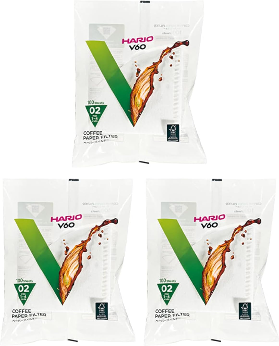 Hario V60 Paper Coffee Filter, Size 02, Natural, 200ct