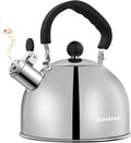 Tea Kettle for Stove Top - Stainless steel Teapot,2 Quart Camping Kettle, Efficient Heating, Audible Whistle, Safe Handle - Hot Water kettle & Tea Pot Stovetop (Silver)