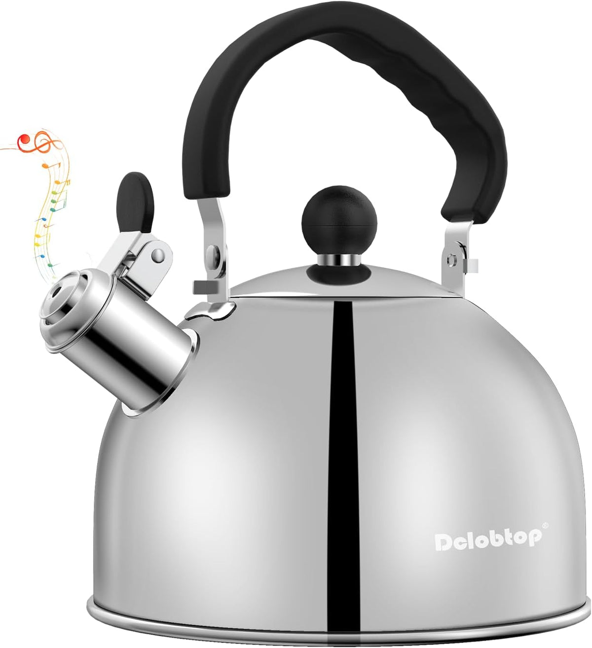 Tea Kettle for Stove Top - Stainless steel Teapot,2 Quart Camping Kettle, Efficient Heating, Audible Whistle, Safe Handle - Hot Water kettle & Tea Pot Stovetop (Silver)