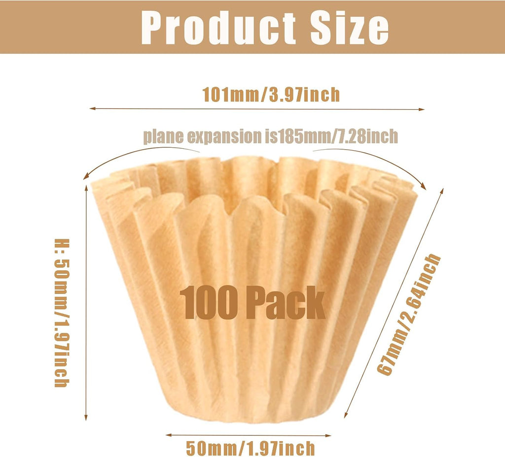 100 Count Unbleached Coffee Filters, 4-5 Cup Natural Basket Coffee Filter Paper for 5 Cup Coffee Maker, Small Coffee Travel Brewer, Single Serve Coffee Pot