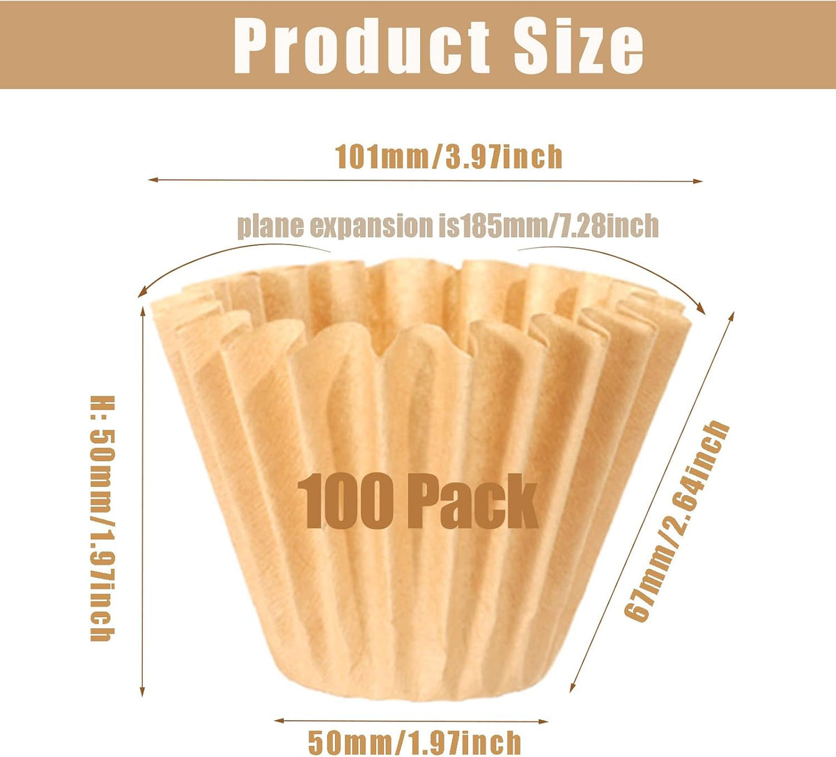 100 Count Unbleached Coffee Filters, 4-5 Cup Natural Basket Coffee Filter Paper for 5 Cup Coffee Maker, Small Coffee Travel Brewer, Single Serve Coffee Pot