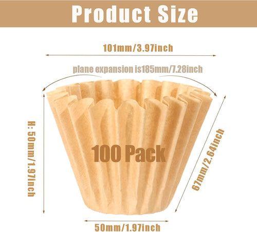100 Count Unbleached Coffee Filters, 4-5 Cup Natural Basket Coffee Filter Paper for 5 Cup Coffee Maker, Small Coffee Travel Brewer, Single Serve Coffee Pot