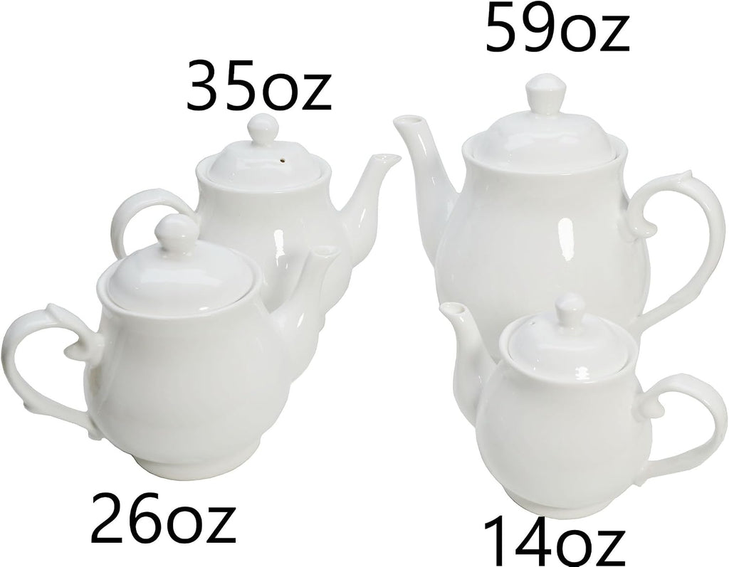 White Porcelain Teapot 400ml,Small Ceramic Tea Pot (14oz)
