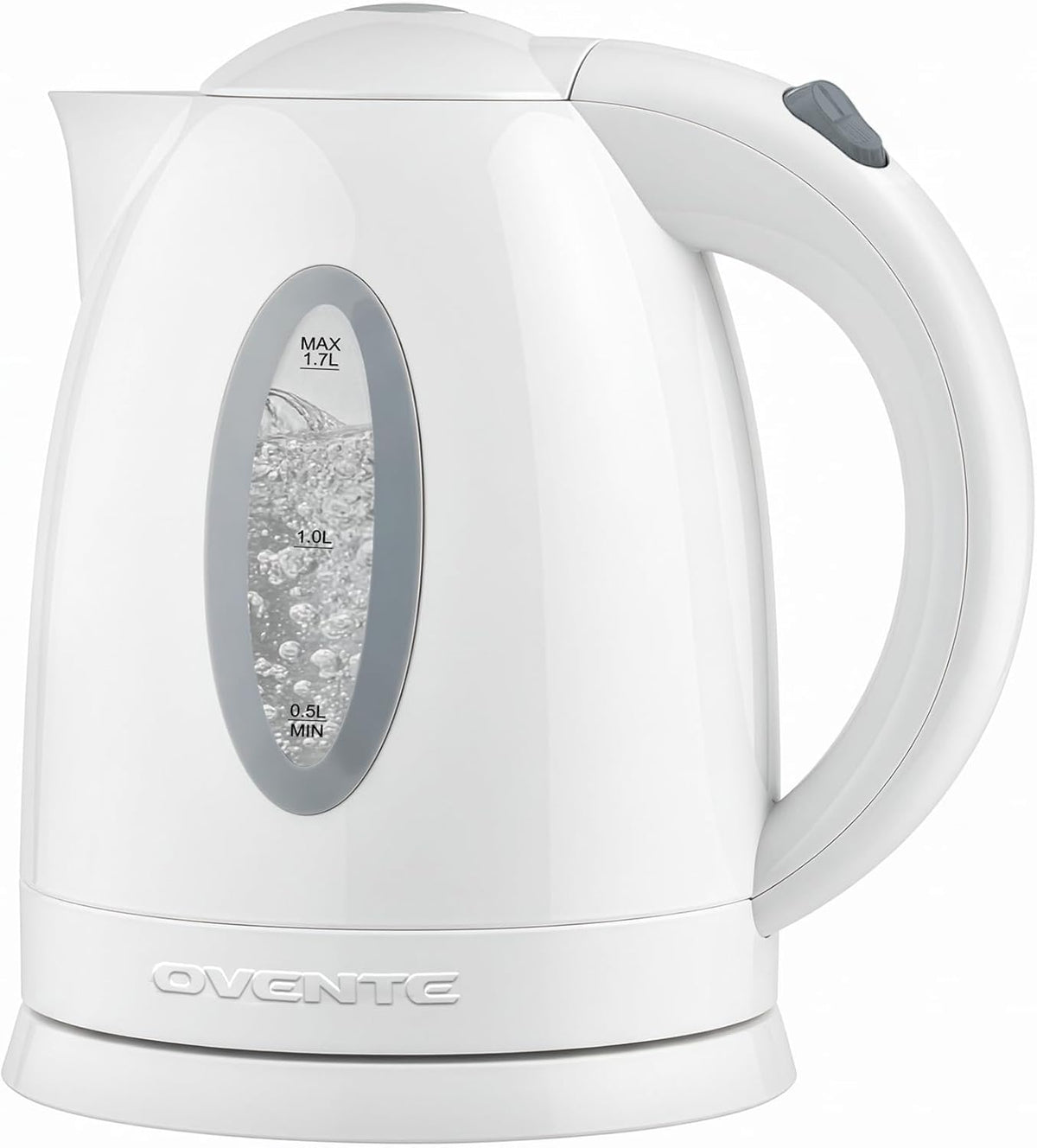 OVENTE 1.7L Electric Tea Kettle, Fast Boiling Water Heater, White KP72W