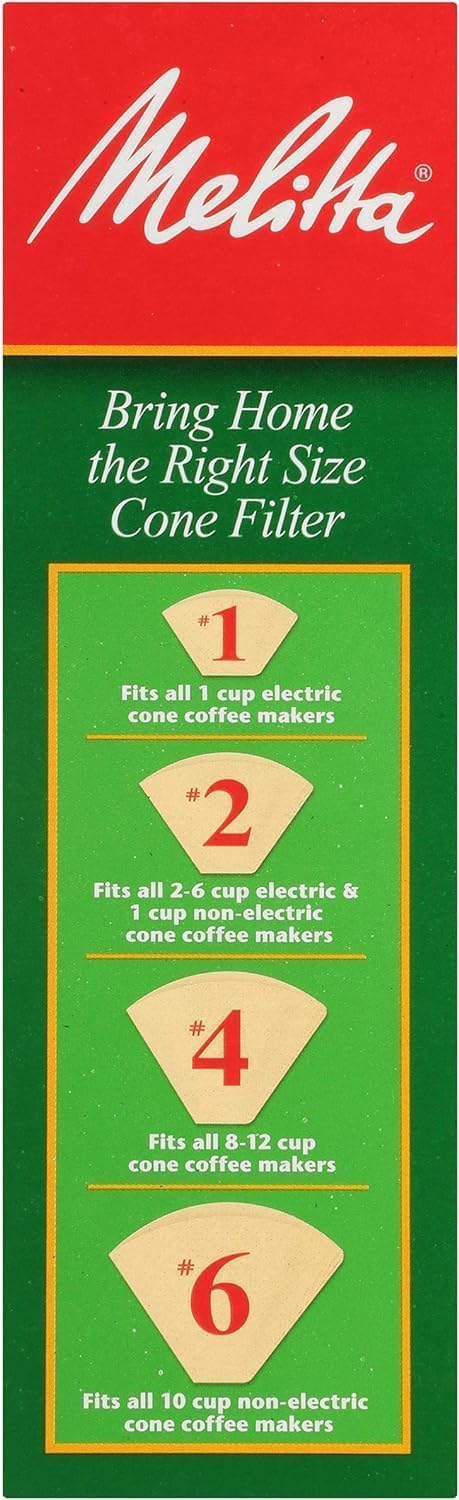 Melitta #4 Unbleached Coffee Filters, Natural Brown Cone Filters, 1-Pack