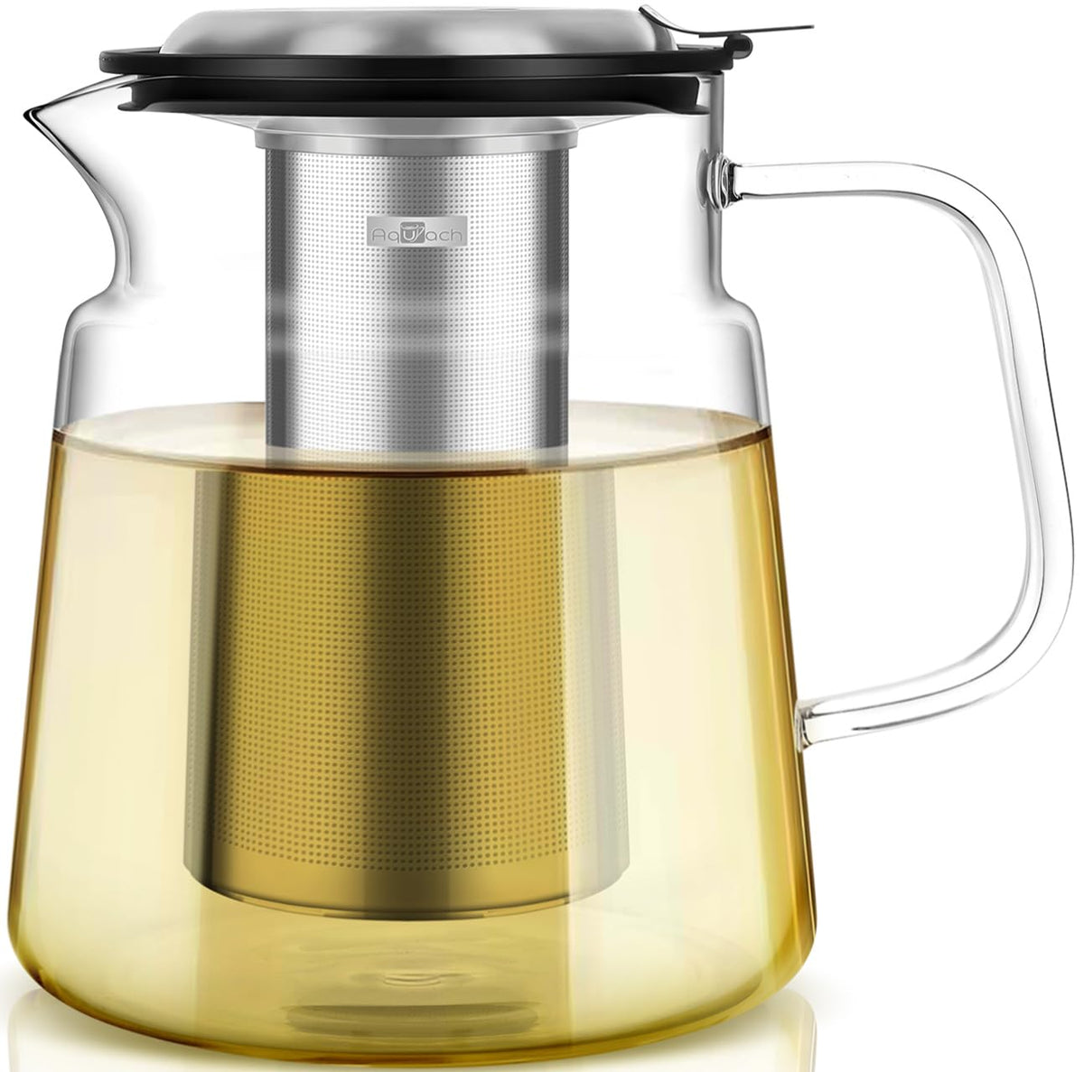 Aquach 51oz Glass Teapot with Infuser, Stovetop Safe Borosilicate Tea Pot