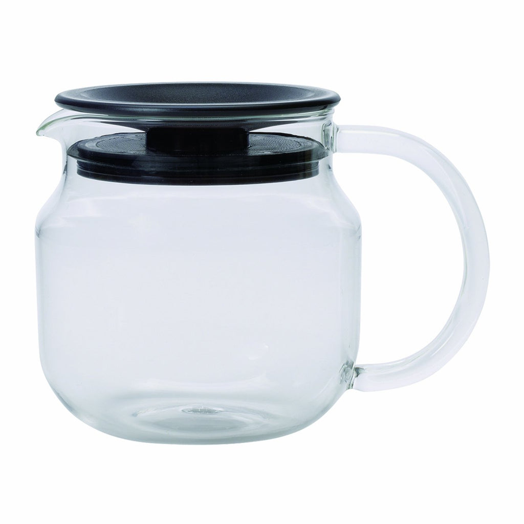 Kinto Stainless Unitea One Touch Teapot 720 Milliliter (24.35 Fl. Oz.) - Heat-resistant Glass Teapot with Stainless Steel Strainer in Lid (Japan Import)