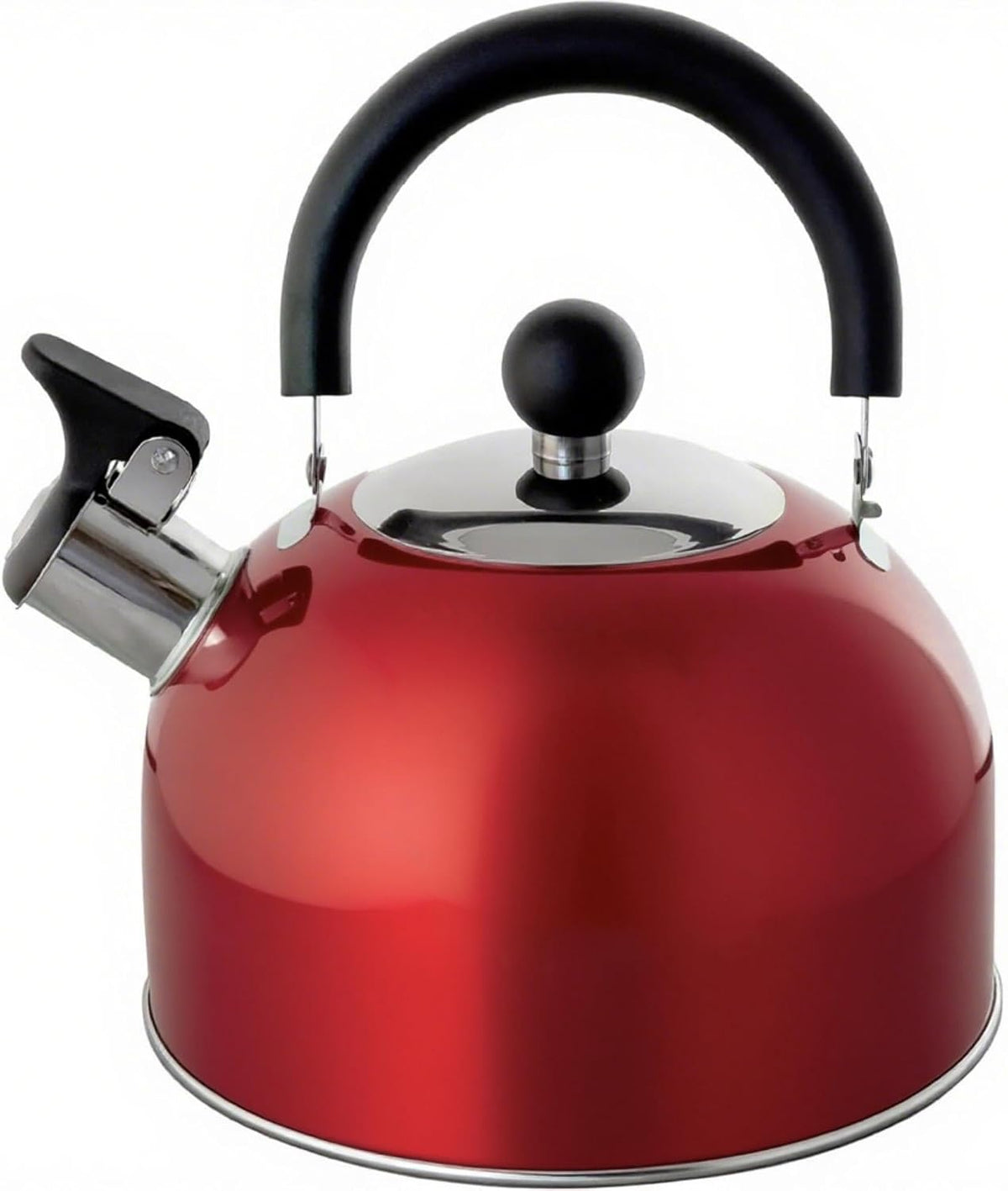 Lily's Home 2 Quart Stainless Steel Whistling Tea Kettle, the Perfect Stovetop Tea and Water Boilers for Your Home, Dorm, Condo or Apartment. Red