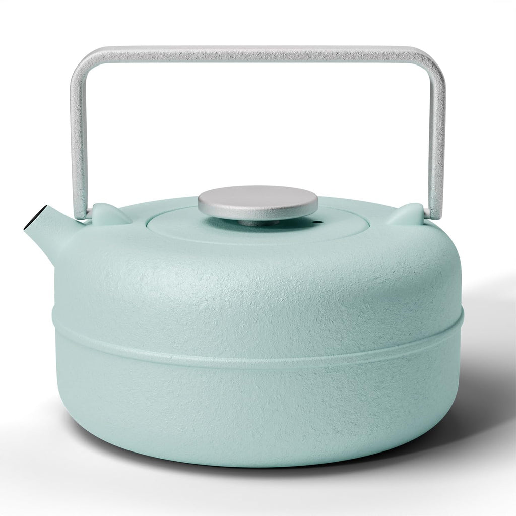 Toptier Cast Iron Teapot, Stovetop Safe Japanese Cast Iron Tea Kettle, Diamond Design Tea Pot with Removable Infuser for Loose Tea, 30 Ounce (900 ml), Dark Green