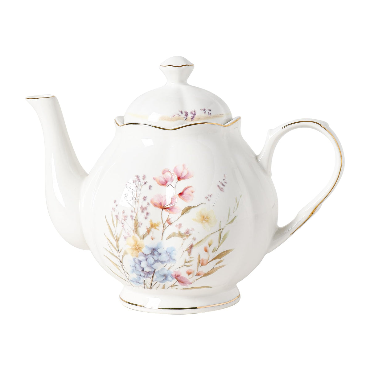 27oz Porcelain Rose Floral Teapot, Classic Tea Gift