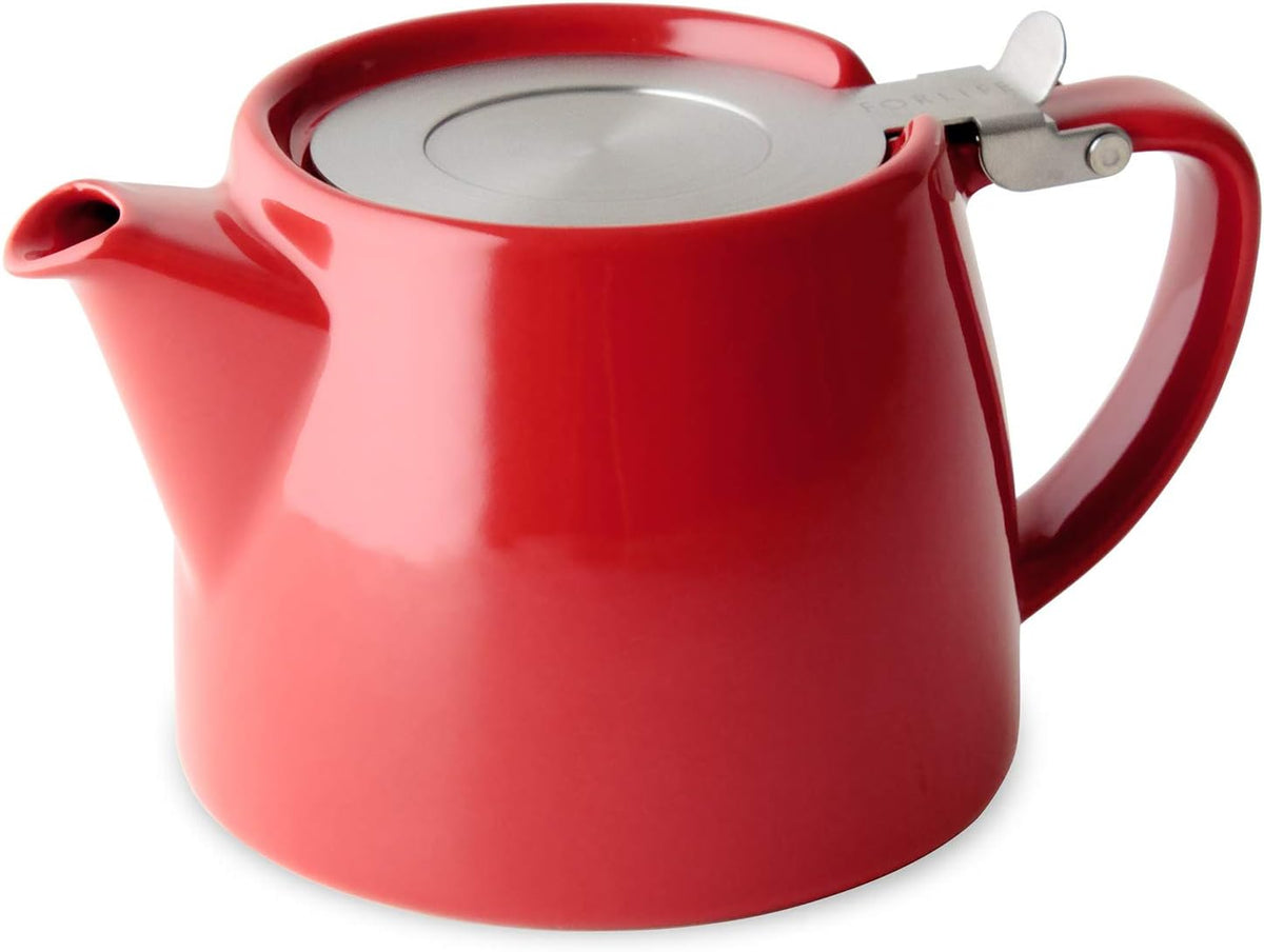 FORLIFE Stump Teapot with SLS Lid and Infuser, 18-Ounce, White