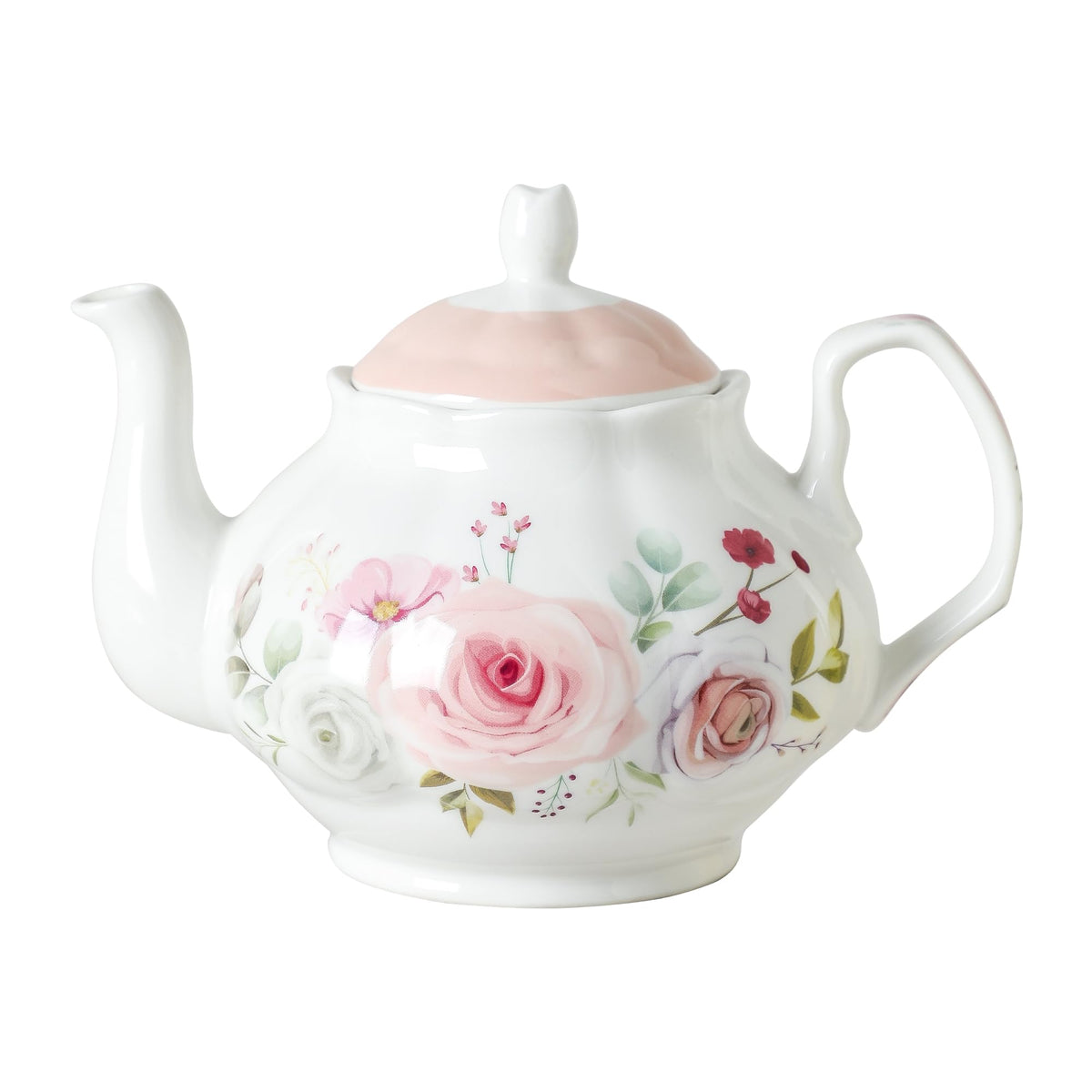 27oz Porcelain Rose Floral Teapot, Classic Tea Gift