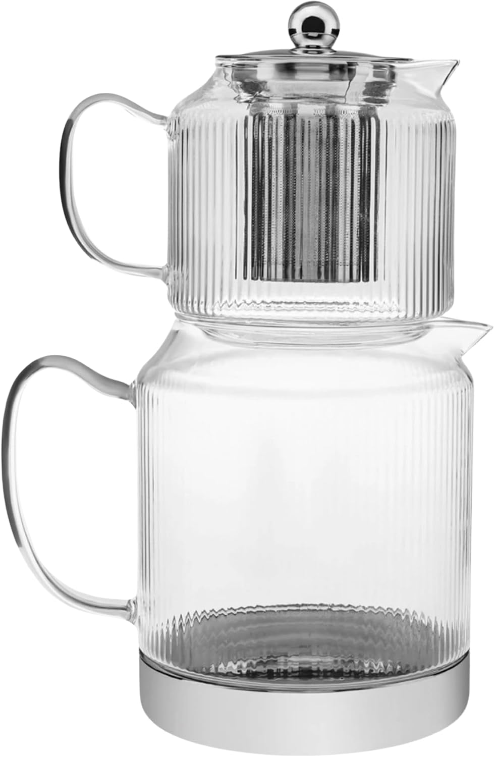 Karaca Manes Mini Turkish Teapot Set - Stainless Steel Teapot with Lid - (Turkish Tea Pot 0,85 Liters & Water Tank 1,25 Liters) - Non-Burning Bakelite Handles Midi Tea Maker & Induction Kettle