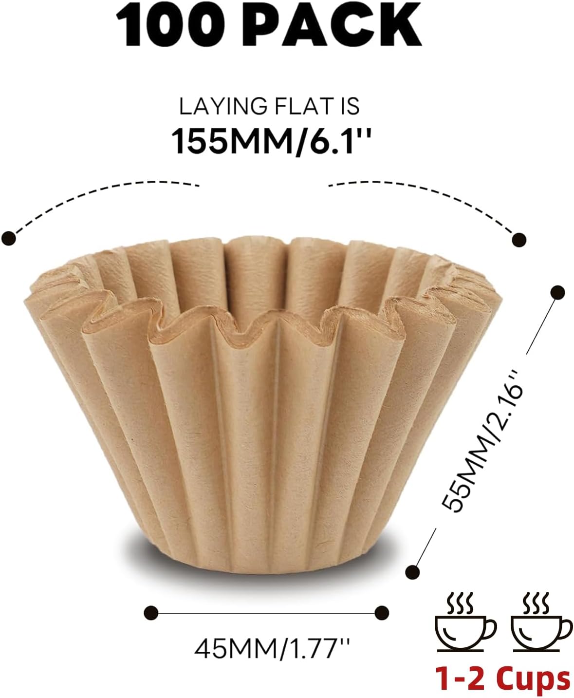 Small Coffee Filters, for Kalita Wave 155, 1-2 Cup, 100 Count