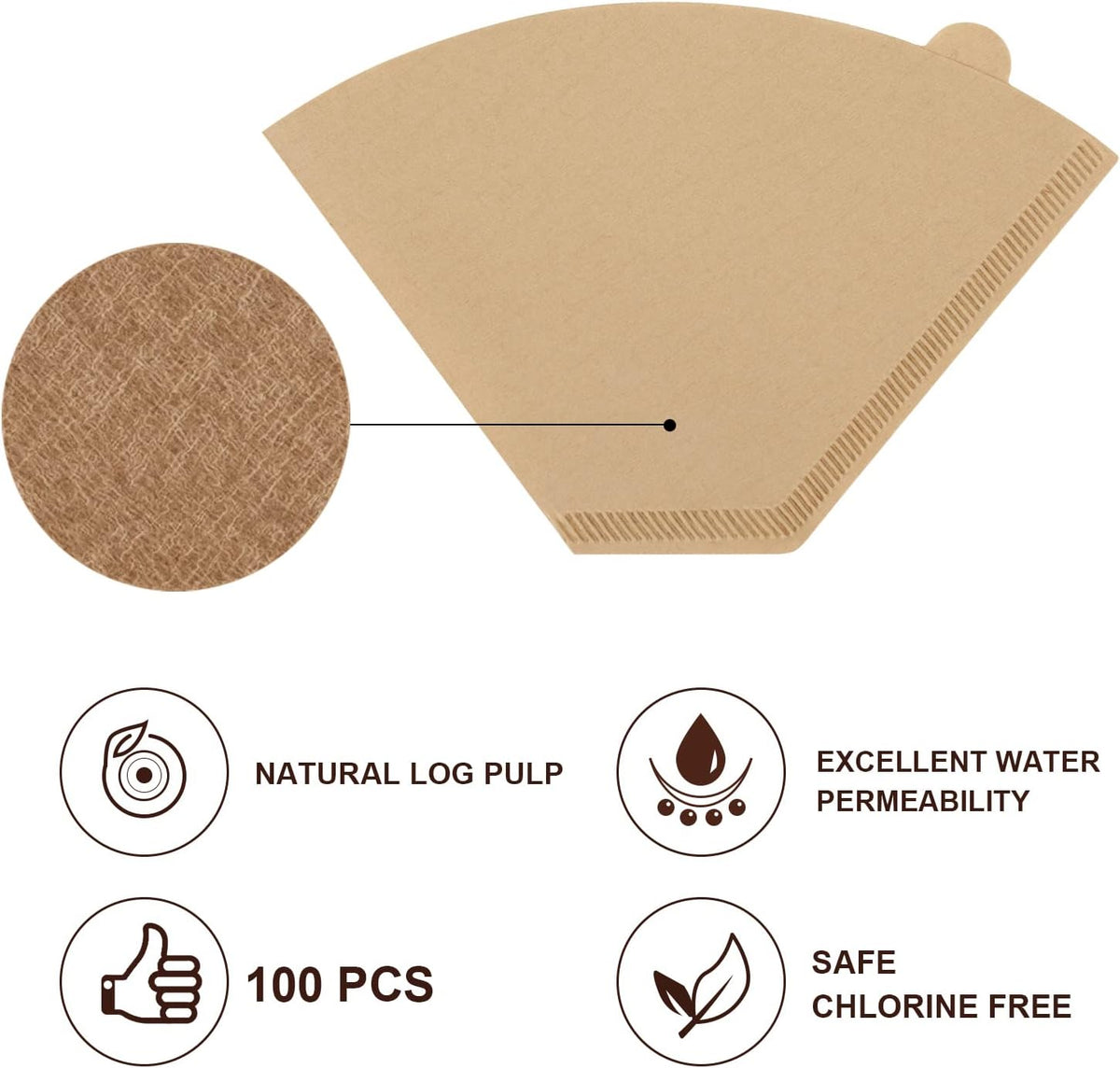 100 Pcs Disposable Coffee Paper Filters for Cuisinart Coffee Maker