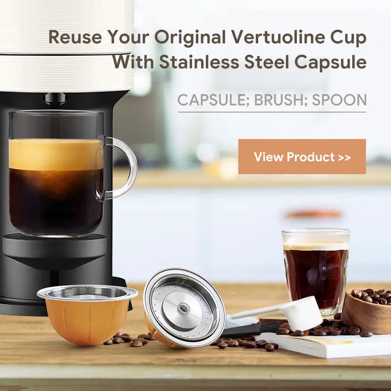 Icafilas Reusable Coffee Filter Capsule - Food-Grade Stainless Steel & Aluminium, 9g, 80ml/150ml, 49x28mm, Refillable for Nespresso Vertuo Next Machines, Tea Compatible, Ground Coffee Reusable Filters for Daily Use