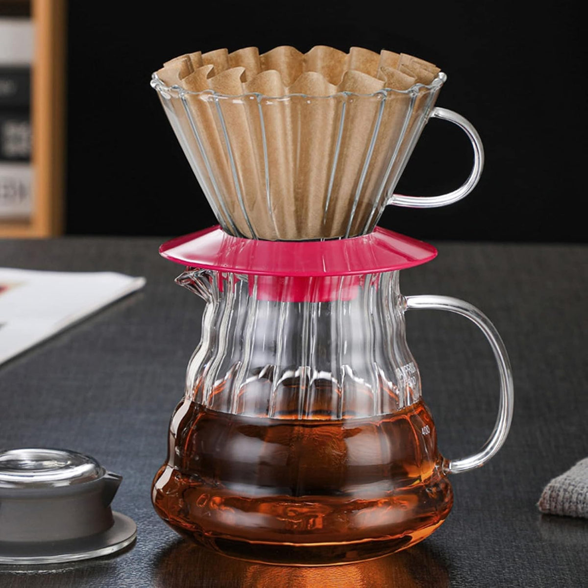 2-5 Cup Coffee Filters, Pack of 100 Unbleached Coffee Filters 5 Cup, Thicken Natural Coffee Filter Basket for Commercial, Home Coffee Maker, Pour Over Coffee Kit (Brown, W02)