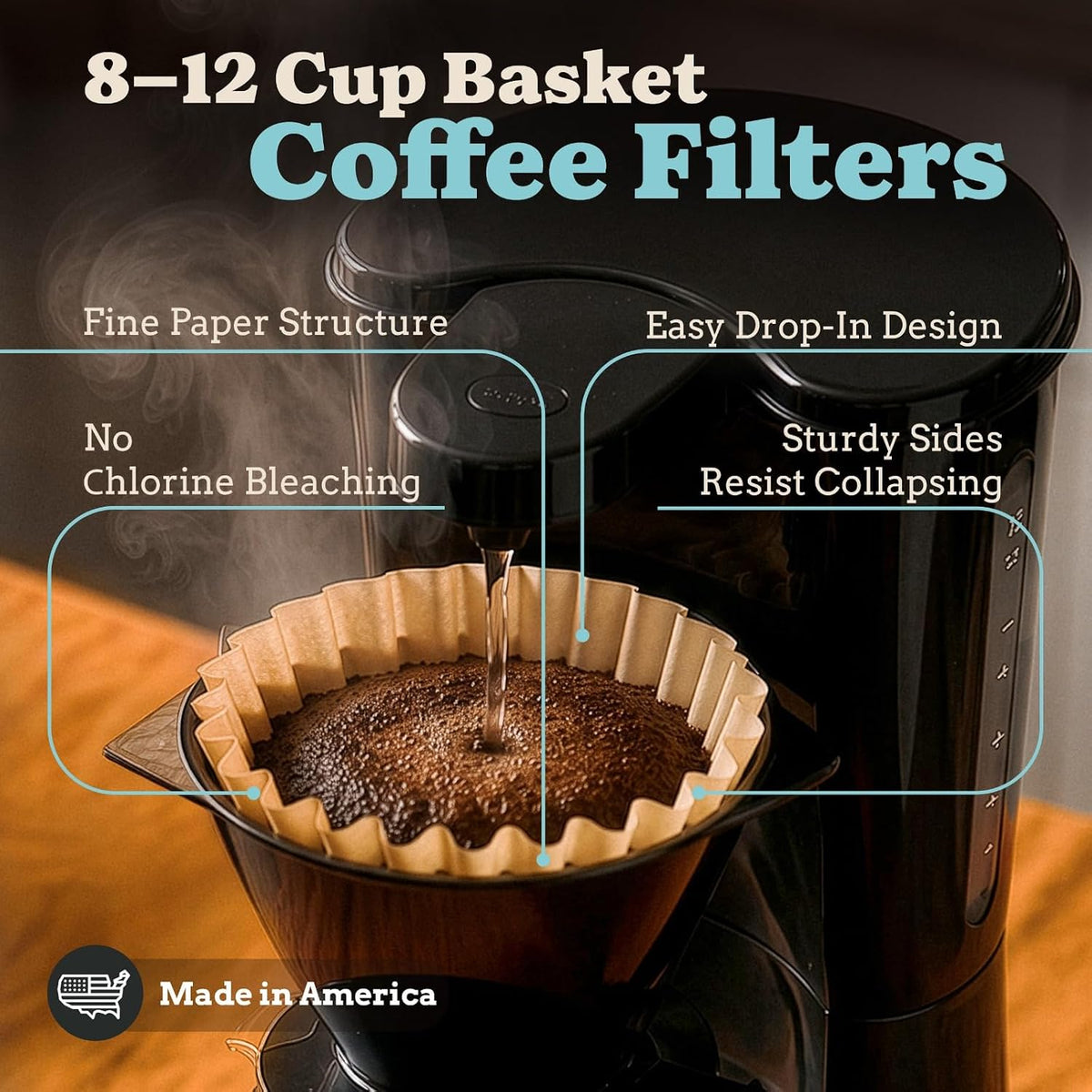 8-12 Cup Basket Coffee Filters (Natural Unbleached, 200)